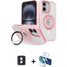 iPhone 16 Nova Minimal Serisi - Siyah 3D Antistatik Seramik Nano Ekran Koruyucu + Mavi Pvd Metal Kamera Lens