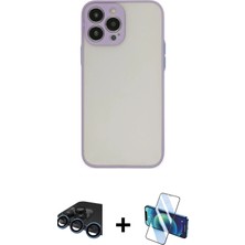 BUTİMAR'S iPhone 15 Pro Max Ahenk Çizgi Serisi - Siyah 3D Antistatik Seramik Nano Ekran Koruyucu + Lacivert Raze Metal Kamera Lens