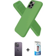 BUTİMAR'S iPhone 12 Pro Max Kozmos Yansıma Özel Seri - Siyah 5d Eko Cam Ekran Koruyucu + Beyaz Neon Fosforlu Kamera Lens