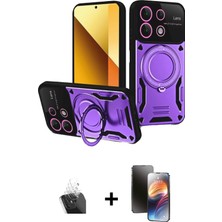 Redmi Note 13 4g Kıvılcım Modern Serisi - Siyah 3D Antistatik Mat Seramik Nano Ekran Koruyucu + Şeffaf Kamera Lens Koruma Cam