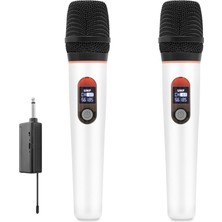 Aydogan's Profesyonel Kablosuz Uhf 2 Mikrofonlu Set 6.35 mm - Beyaz HDX2791B