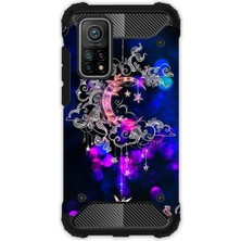 Egstech Xiaomi 10T - 10T Pro Kılıf Desenli Antishock Crash Kapak - Ayyıldız Neon Mandala