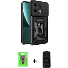 Cepte Toptan Redmi Note 13 Pro 4g Ahenk Klasik - Siyah 6d Antistatik Mat Seramik Hayalet Nano Ekran Koruyucu + Gümüş Raze Metal Kamera Lens