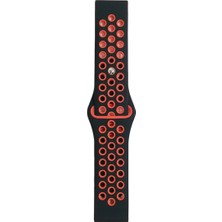 Twin Store Watch 22MM Spor Delikli Kordon - Siyah-Kırmızı