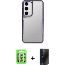 Cepte Toptan Galaxy A24 4g Akış Çizgi Koleksiyonu - Siyah 3D Antistatik Hayalet Cam Ekran Koruyucu + Gümüş Raze Metal Kamera Lens