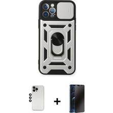 Cepte Toptan iPhone 12 Pro Ahenk Klasik - Siyah 3D Antistatik Hayalet Cam Ekran Koruyucu + Siyah Shine Kamera Lens