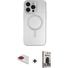 iPhone 13 Pro Max Akış Minimal Özel Seri - Siyah Bilvis Hayalet Cam Ekran Koruyucu + Kırmızı Pers Alüminyum Kamera Lens