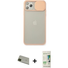 Cepte Toptan iPhone 11 Pro Max Vadi Çizgi - Siyah 20D Premium Cam Ekran Koruyucu + Yeşil Rainbow Kamera Lens Koruma Cam