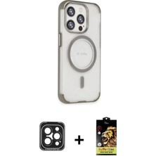 Cepte Toptan iPhone 15 Pro Max Eksen Klasik Koleksiyonu - Siyah Buffer Cam Ekran Koruyucu + Siyah Pvd Metal Kamera Lens