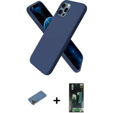 Cepte Toptan iPhone 12 Pro Max Kozmos Yansıma Özel Seri - Şeffaf 360 Full Body Arka Koruyucu + Gold Shine Kamera Lens Koruma Cam