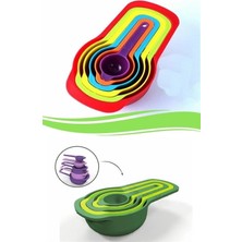 Pratik Ölçü Kaşığı Kabı 5li Şeker Baharat Sıvı Ölçer Aparat