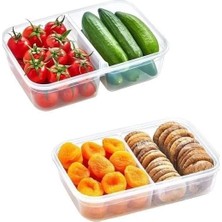 2 Bölmeli Sızdırmaz Contalı Kilitli Kapaklı 1 Litre Erzak Saklama Kabı -LC505