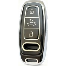 Gma Keys Audi A3 A4 A6 A7 A8 & B9 C8 4K D5 & S7 S8 & Q7 Q8 & E-Tron Nano Anahtar Kılıfı Siyah Gümüş Renk