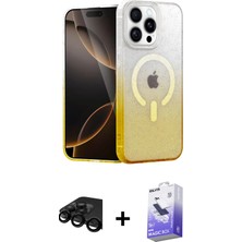 Cepte Toptan iPhone 15 Pro Max Eksen Minimal Özel Seri - Siyah Bilvis 5in1 5d Magic Hayalet Cam Ekran Koruyucu + Siyah Raze Metal Kamera Lens