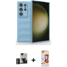 Galaxy S24 Ultra Atlas Koleksiyonu - Siyah Autokit 5in1 Fiber Polymer Nano Ekran Koruyucu + Gold Pvd Metal Kamera Lens