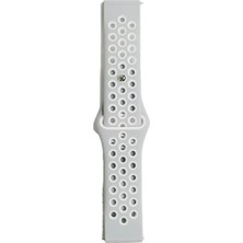 Twin Store Watch 20MM Spor Delikli Kordon - Gri-Beyaz