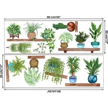 Raflı Saksılı Çiçek Tasarımlı Yapışkanlı Sticker MC-480B