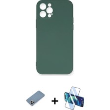 Cepte Toptan iPhone 12 Pro Max Ahenk Serisi - Siyah 3D Antistatik Seramik Nano Ekran Koruyucu + Gökkuşağı Shine Kamera Lens Koruma Cam