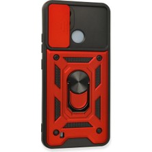 Aydogan's Realme C11 2021 Kılıf Pars Lens Yüzüklü Silikon - Kırmızı