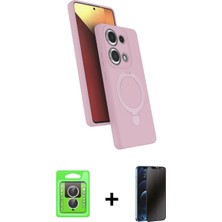 Cepte Toptan Redmi Note 13 Pro 4g Iz Işık Koleksiyonu - Siyah 3D Antistatik Hayalet Cam Ekran Koruyucu + Gümüş Raze Metal Kamera Lens