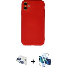 BUTİMAR'S iPhone 11 Ahenk Serisi - Siyah 3D Antistatik Cam Ekran Koruyucu + Lacivert Pers Alüminyum Kamera Lens