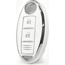 Gma Keys Nissan Micra Juke Qashqai Note Navara Pulsar Smart Nano Anahtar Kılıfı Beyaz Gümüş Silver Renk