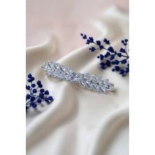 RALBAX Galanthus Saç Aksesuarı – Işıltılı Kristal Taşlı, Gümüş Renk Zarif Tasarımlı Kadın Saç Tokası