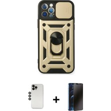 Cepte Toptan iPhone 12 Pro Ahenk Klasik - Siyah 3D Antistatik Hayalet Cam Ekran Koruyucu + Siyah Shine Kamera Lens