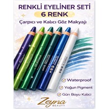 Renkli Eyeliner Kalemi Seti 6'lı – Waterproof Göz Kalemi Neon & Pastel Renkler