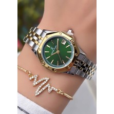 Daniel Klein Kadın Kol Saati Altın Gümüş Renkli Çelik Kordon Takvimli Suya Dayanıklı