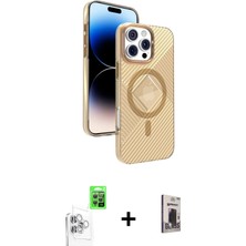 Cepte Toptan iPhone 16 Pro Nova Modern Prime - Siyah Bilvis Hayalet Cam Ekran Koruyucu + Beyaz Raze Metal Kamera Lens