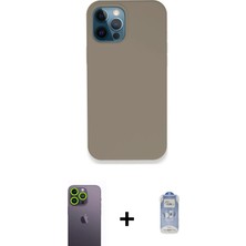 iPhone 12 Pro Max Zirve Modern Özel Seri - Siyah Joko Magic 5d Cam + Yeşil Neon Fosforlu Kamera Lens