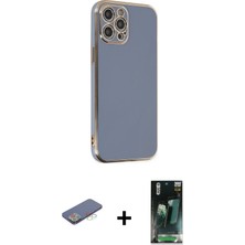 BUTİMAR'S iPhone 12 Pro Yankı Serisi - Siyah 360 Mat Full Body Arka Koruyucu + Mavi Renkli Kamera Lens Koruma Cam