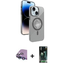 Cepte Toptan iPhone 15 Nova Modern Prime - Şeffaf 360 Full Body Arka Koruyucu + Mavi Raze Metal Kamera Lens