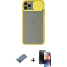 Cepte Toptan iPhone 11 Pro Vadi Çizgi - Siyah 3D Antistatik Mat Seramik Nano Ekran Koruyucu + Mavi Shine Kamera Lens Koruma Cam