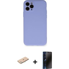 Cepte Toptan iPhone 11 Pro Ahenk Serisi - Siyah 3D Antistatik Hayalet Cam Ekran Koruyucu + Mavi Renkli Kamera Lens Koruma Cam