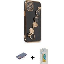 Cepte Toptan iPhone 12 Pro Max Nova Işık Prime - Siyah Polymer Nano Ekran Koruyucu + Pembe Renkli Kamera Lens Koruma Cam