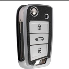 Gma Keys Volkswagen Golf 7 Golf 7,5 Tiguan Polo T-Roc Seat Skoda Nano Anahtar Kılıfı Süpelüx Gümüş Siyah Renk
