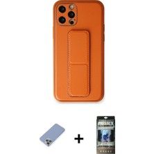 Cepte Toptan iPhone 12 Pro Akış Doku - Siyah 34D Hayalet Izgaralı Cam + Koyu Yeşil Metal Kamera Lens Koruma Cam