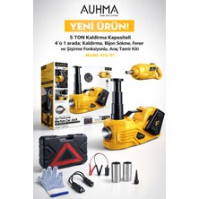 Azurtech Auhma 5 Ton Elektrikli Kriko Seti 4’ü 1 Arada – Bijon Sökme, Lastik Şişirme, LED Fenerli Araç Tamir Kiti