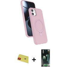 Cepte Toptan iPhone 11 Iz Işık Koleksiyonu - Siyah 360 Mat Full Body Arka Koruyucu + Kırmızı Rainbow Kamera Lens Koruma Cam