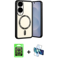 Galaxy S25 Edge Nova Işık Özel Seri - Siyah 3D Antistatik Seramik Nano Ekran Koruyucu + Siyah Raze Metal Kamera Lens