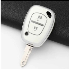 Gma Keys Renault Kangoo-Master-Trafic Buton Beyaz Gümüş Renk Nano Oto Anahtar Kumanda Kabı Kılıfı