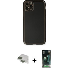 iPhone 11 Pro Max Yadigar Klasik - Şeffaf 360 Full Body Arka Koruyucu + Yeşil Pers Alüminyum Kamera Lens