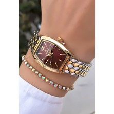 Homies Kadın Kol Saati Çelik Kordon Gold Gümüş Renk Bileklik Hediyeli