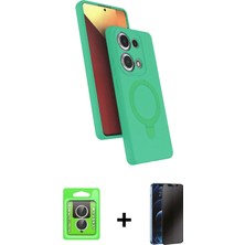 Cepte Toptan Redmi Note 13 Pro 4g Iz Işık Koleksiyonu - Siyah 3D Antistatik Hayalet Cam Ekran Koruyucu + Gümüş Raze Metal Kamera Lens