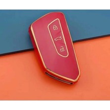 Gma Keys Golf 8 2021+ Caddy 2021+ Tiguan 2024 Cupra Formenter Nano Anahtar Kılıfı Kırmızı Gold Renk