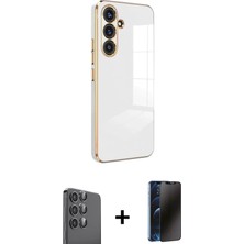 BUTİMAR'S Galaxy S25 Yankı Serisi - Siyah 3D Antistatik Hayalet Cam Ekran Koruyucu + Siyah Raze Metal Kamera Lens