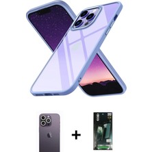 iPhone 13 Pro Max Nova Işık Serisi - Şeffaf 360 Full Body Arka Koruyucu + Beyaz Neon Fosforlu Kamera Lens