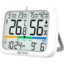 Npo NPT37D Geniş Ekran Tarih/saat Min/max/konfor Göstergeli Sıcaklık Nem Ölçer Termometre